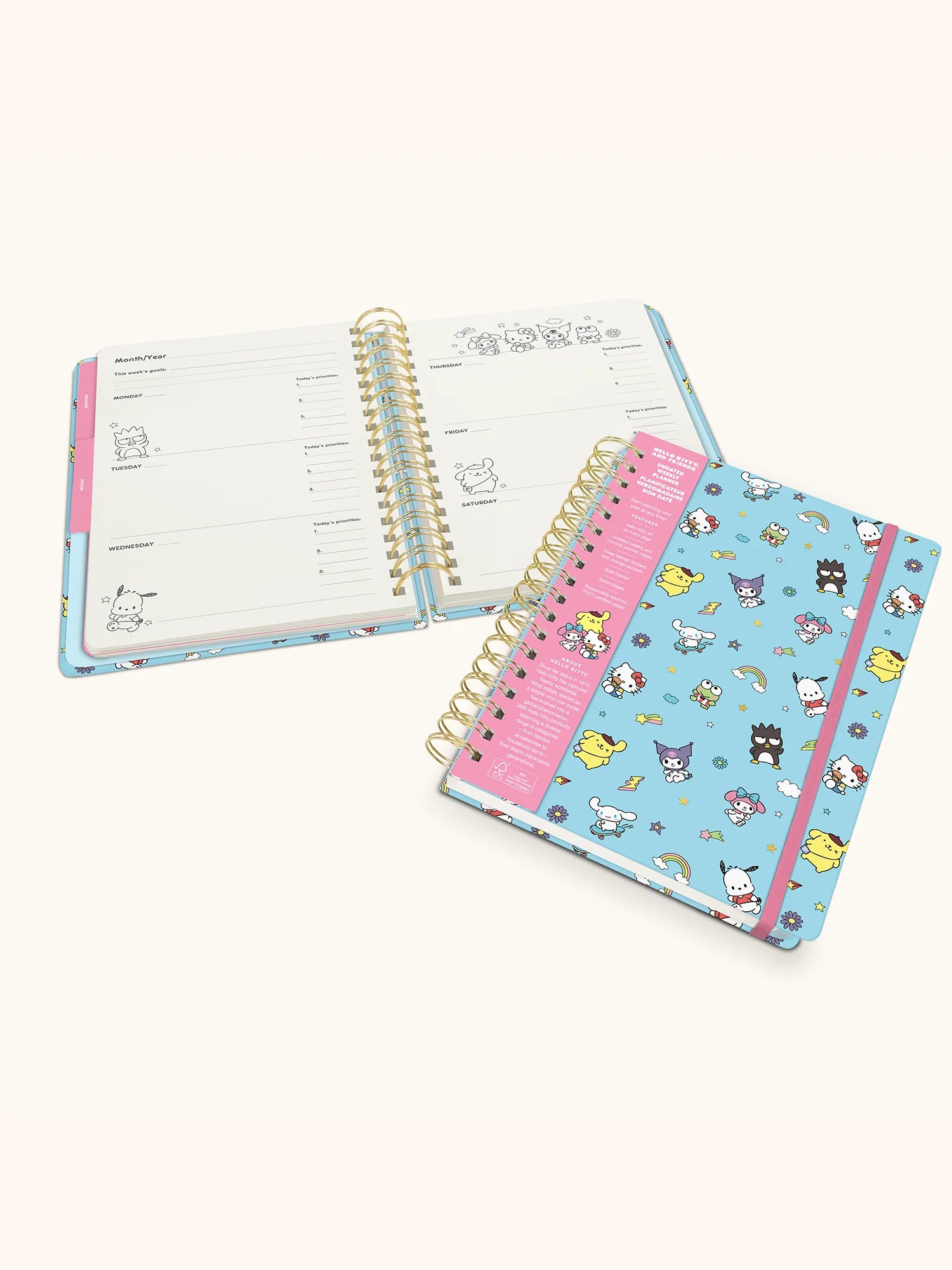 Studio Oh!- Hello Kitty and Friends College Letters Blue Undated Tri-Tab Planner