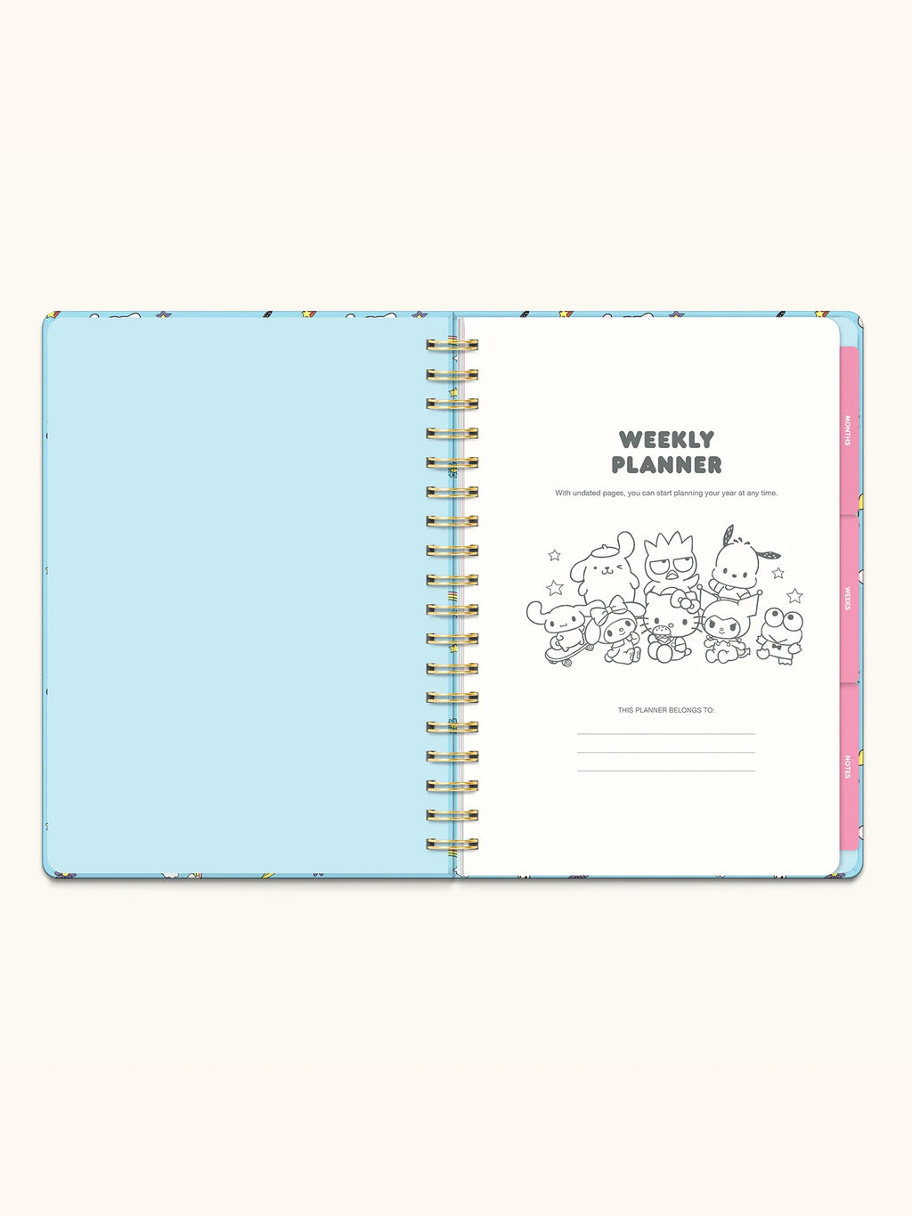 Studio Oh!- Hello Kitty and Friends College Letters Blue Undated Tri-Tab Planner