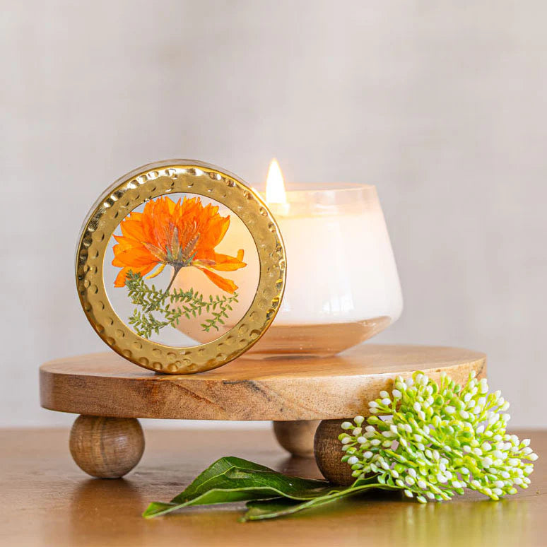 Rosy Rings- Petite Pressed Floral Candle Sugared Citrus
