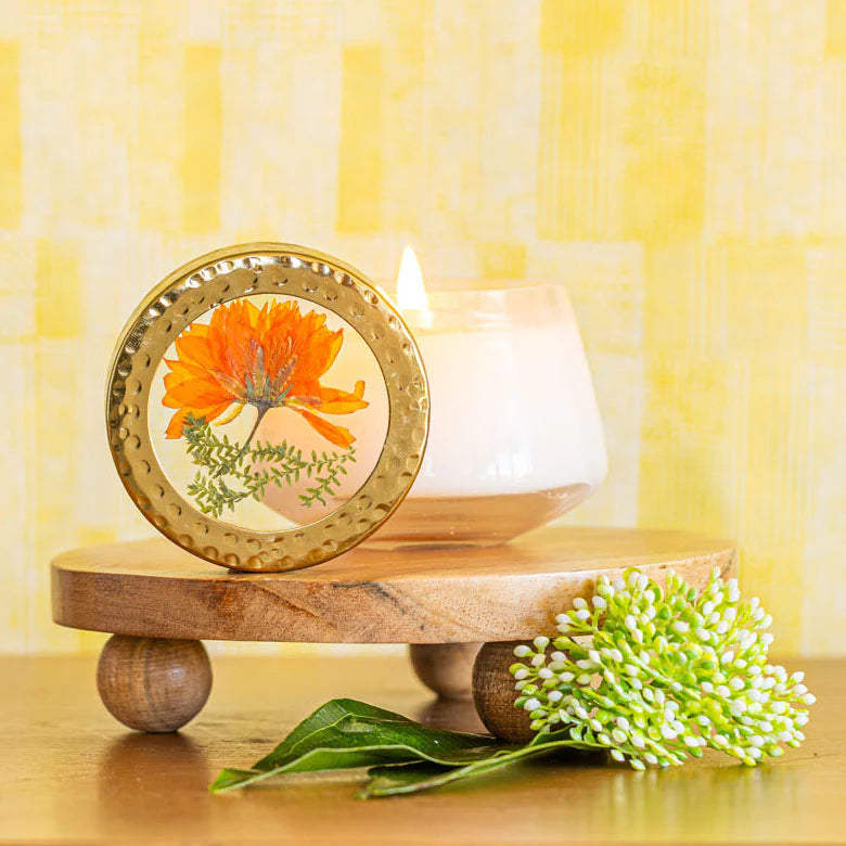 Rosy Rings- Petite Pressed Floral Candle Sugared Citrus