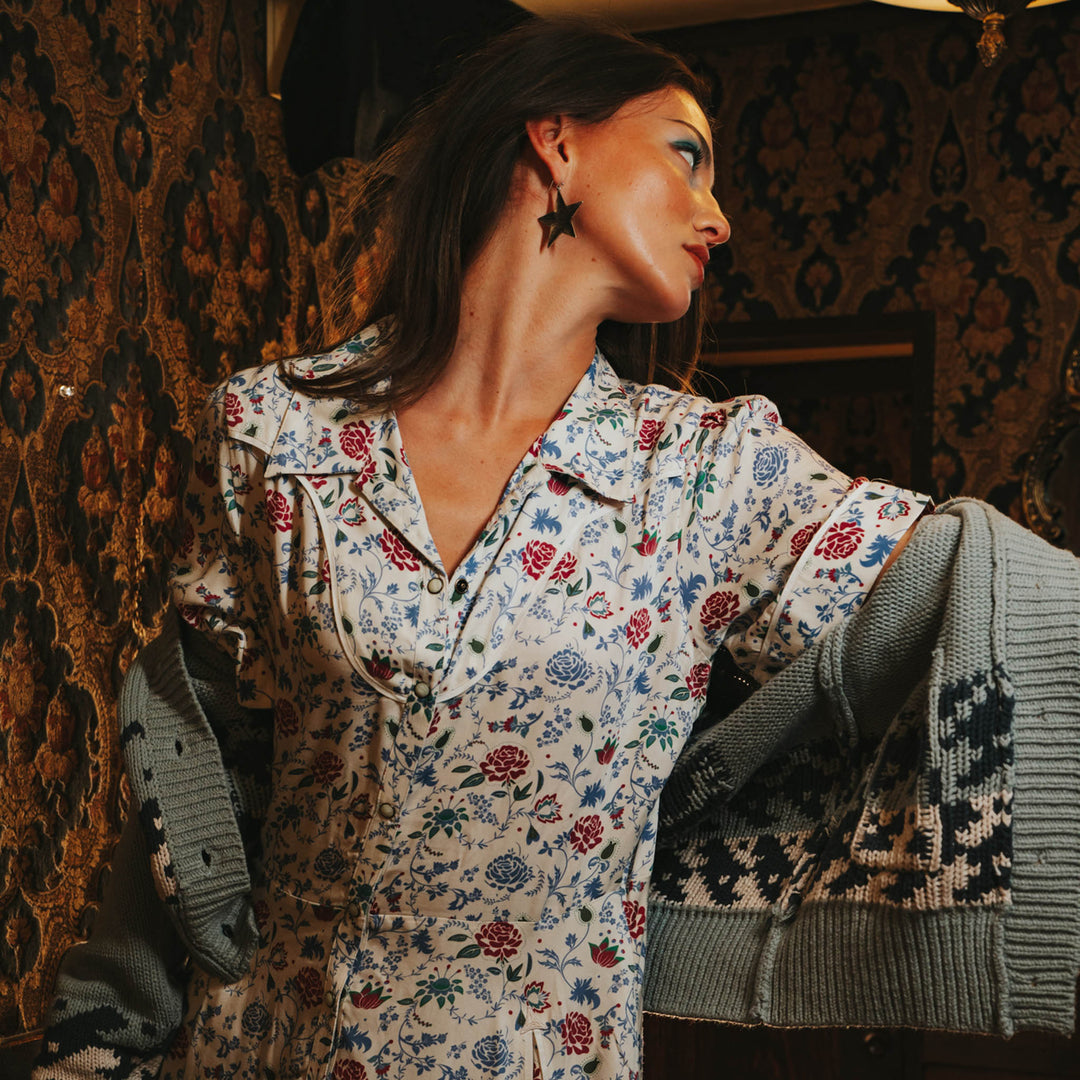 Sendero- La Dahlia Dress White Floral