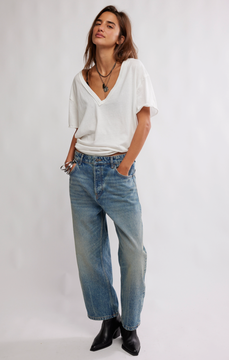 Free People- Deep Trance Dropped Boyfriend Jean