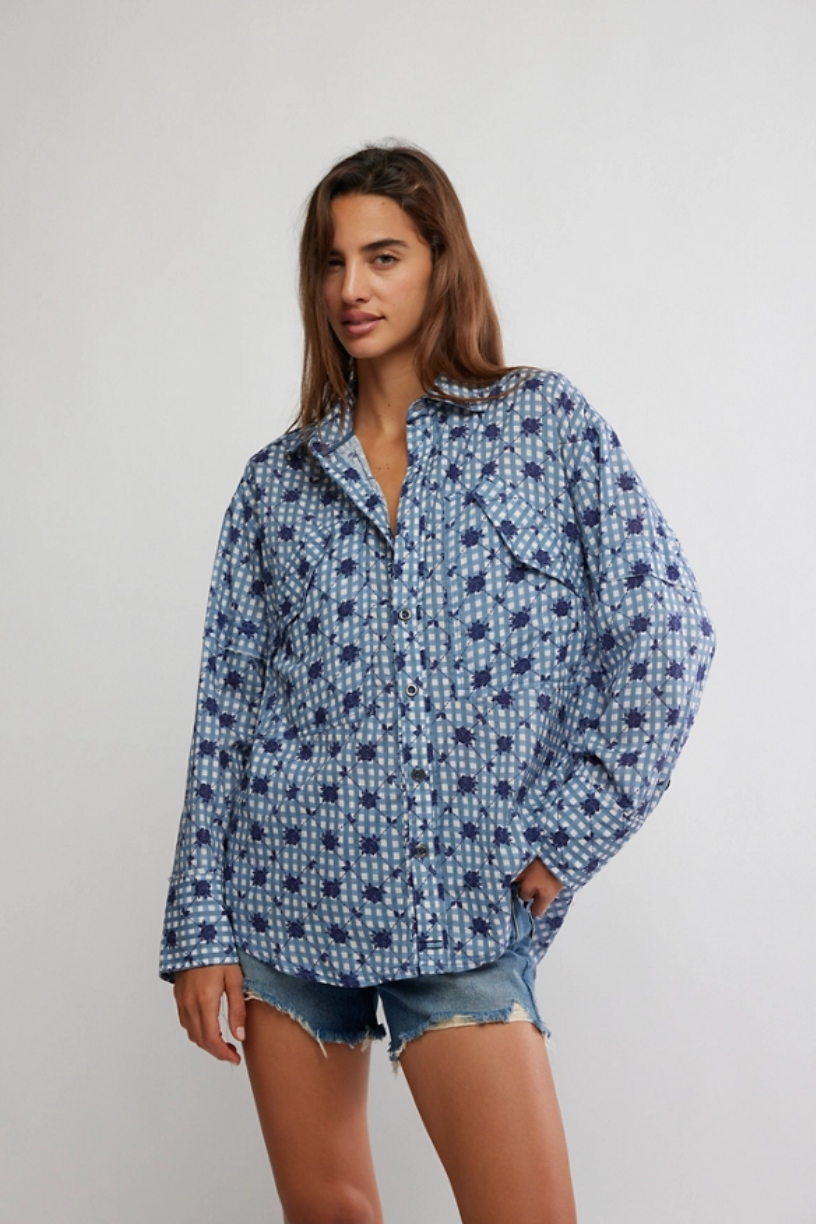 Free People- Hidden Flower Camo Shirt