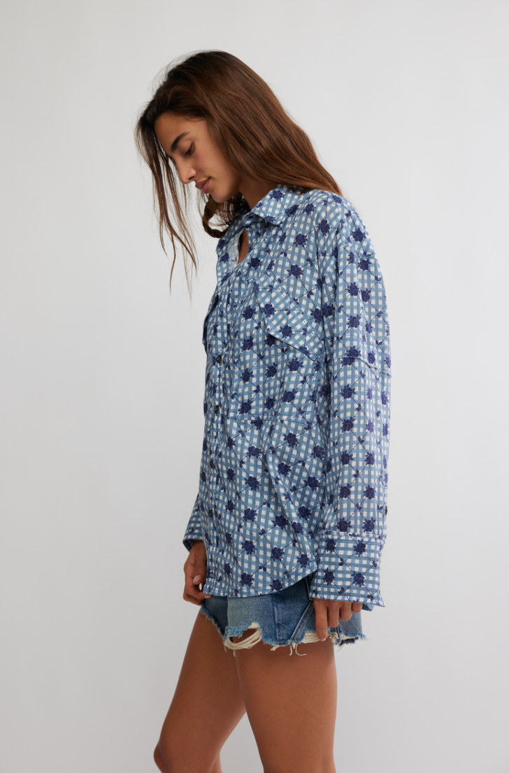 Free People- Hidden Flower Camo Shirt