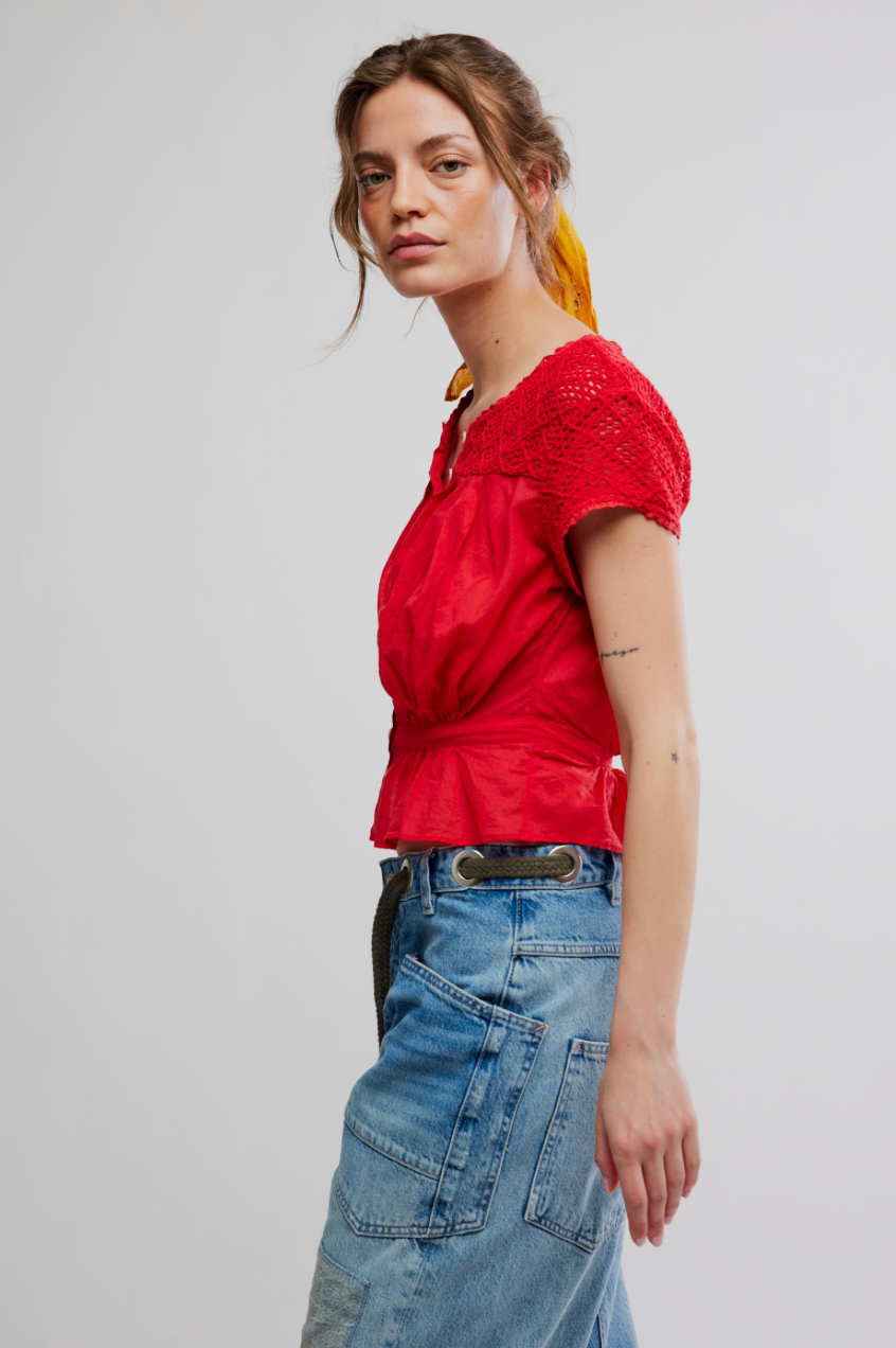Free People- Gemma Embroidered Top