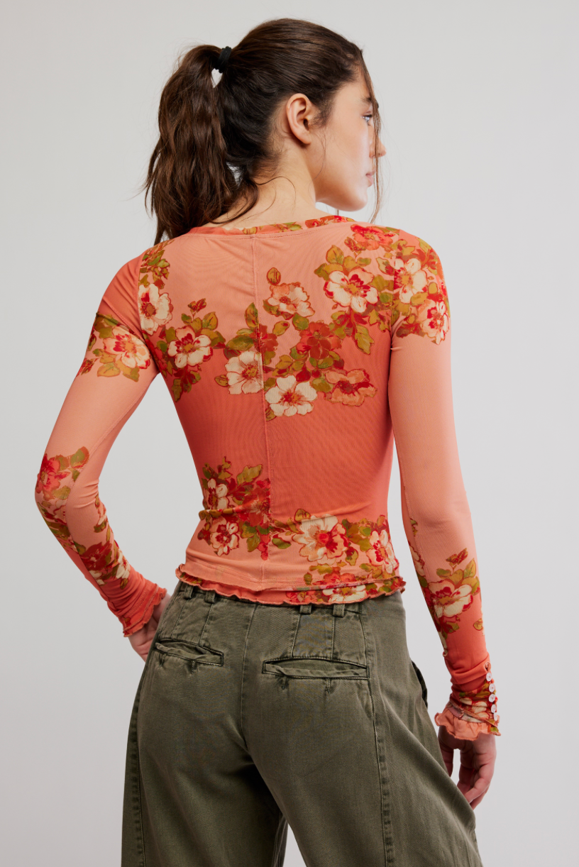 Free People-  Lilly Printed Long Sleeve Top