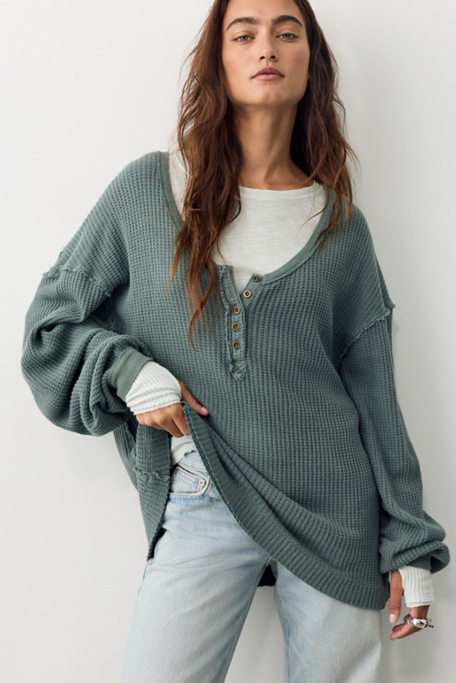 Free Peopel- We The Free Montreal Oversized Thermal Henley