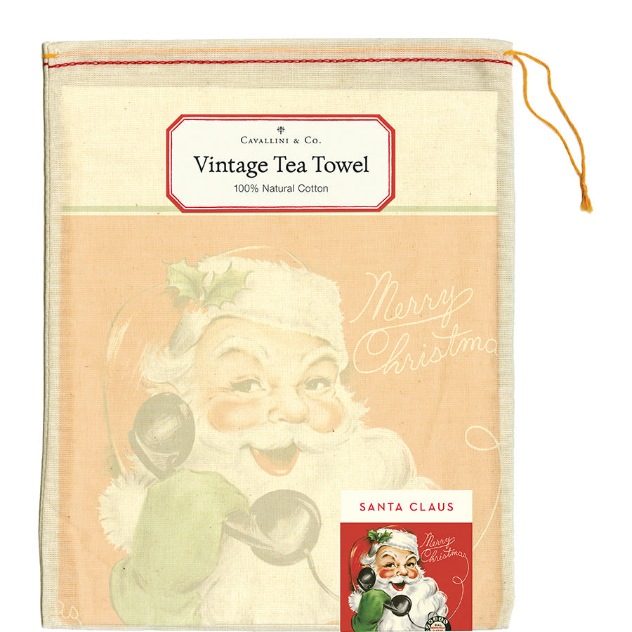 Cavallini Papers & Co.- Telephone Santa Tea Towel