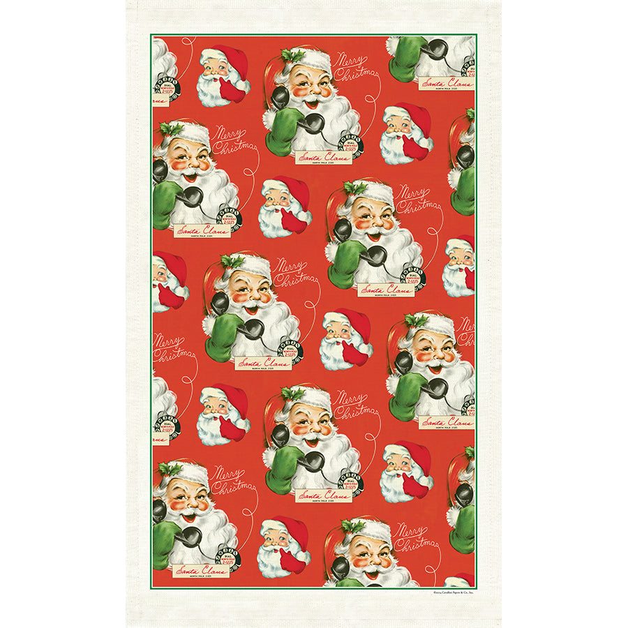 Cavallini Papers & Co. Telephone Santa Tea Towel