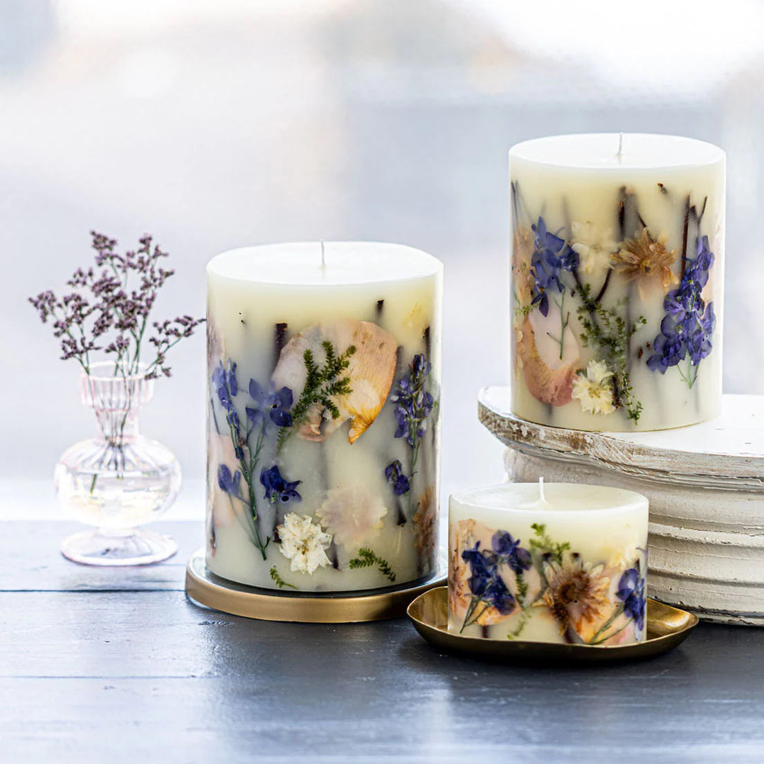 Rosy Rings- Petite Botanical Candle Vanilla Rain