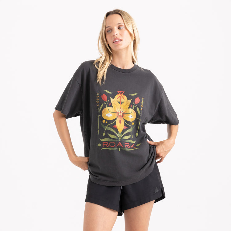 Roark- Tomas Wildflower Oversized Premium Tee in Black
