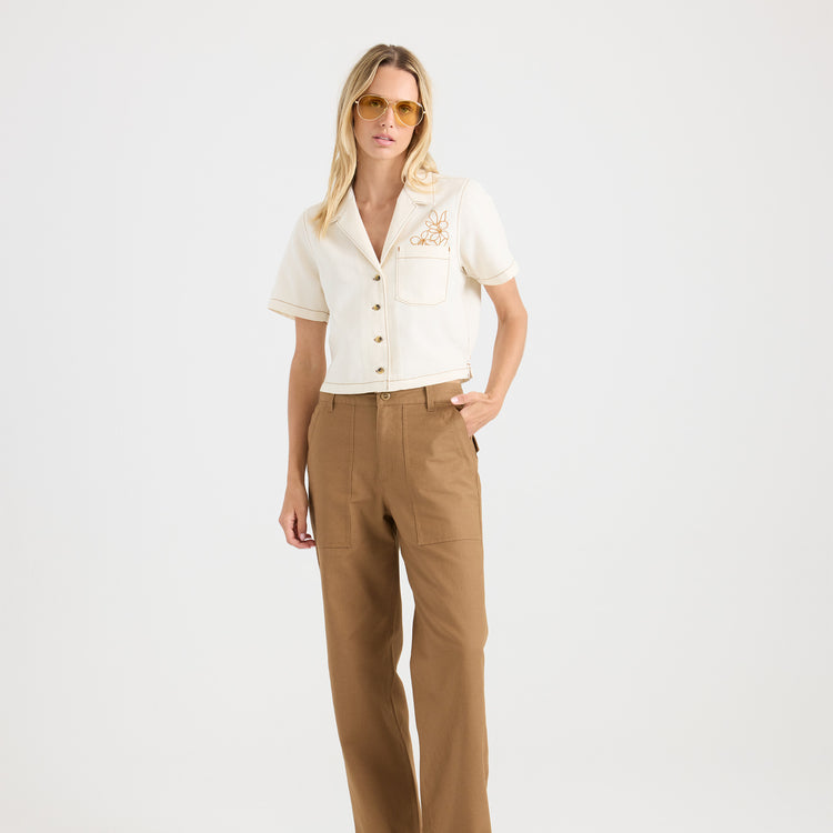 Roark- Camp Button Up Shirt in Bone