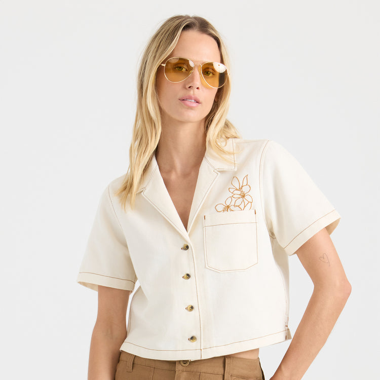 Roark- Camp Button Up Shirt in Bone