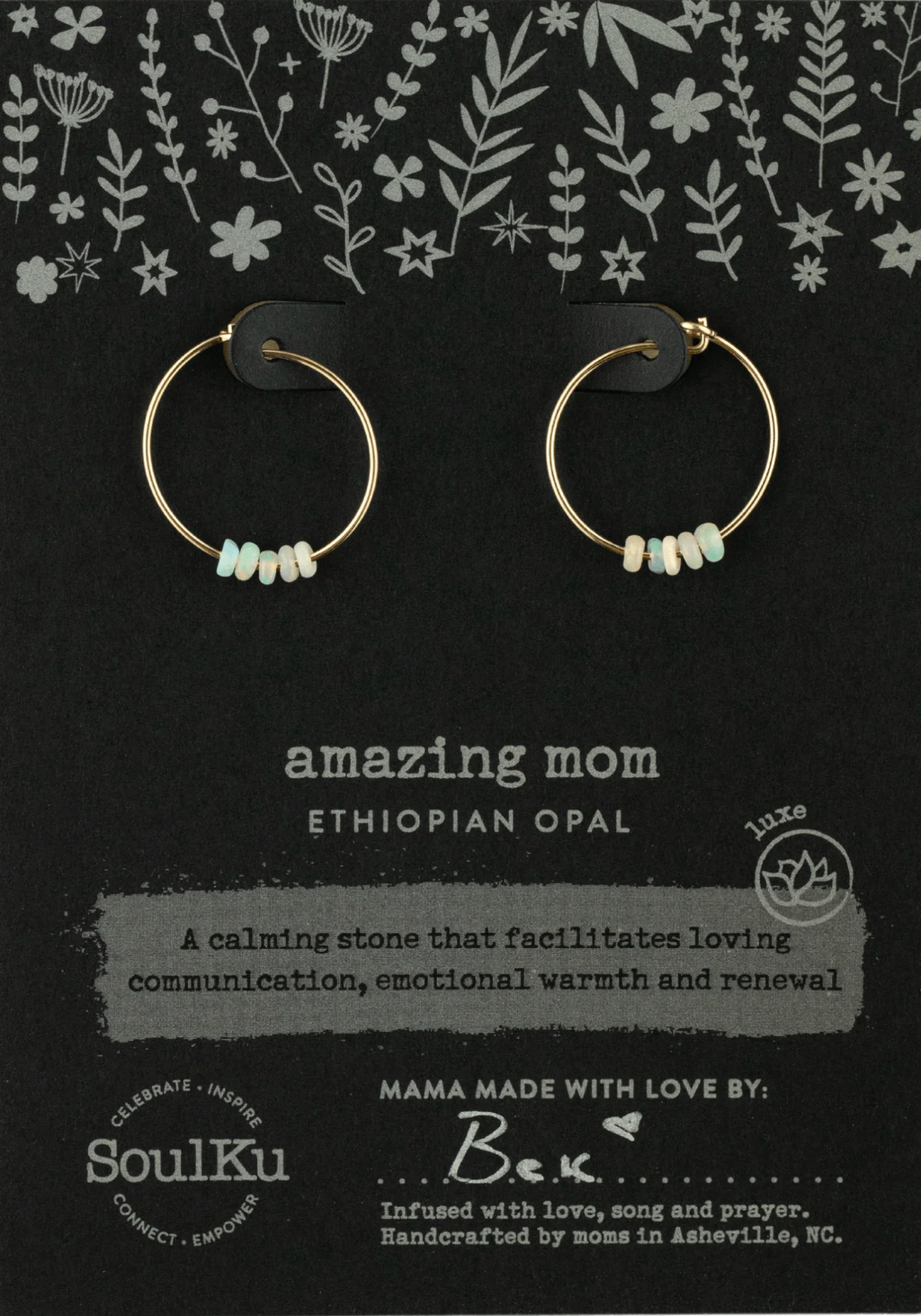 SoulKu- Ethiopian Opal Gold Hoop Earrings for Amazing Mom