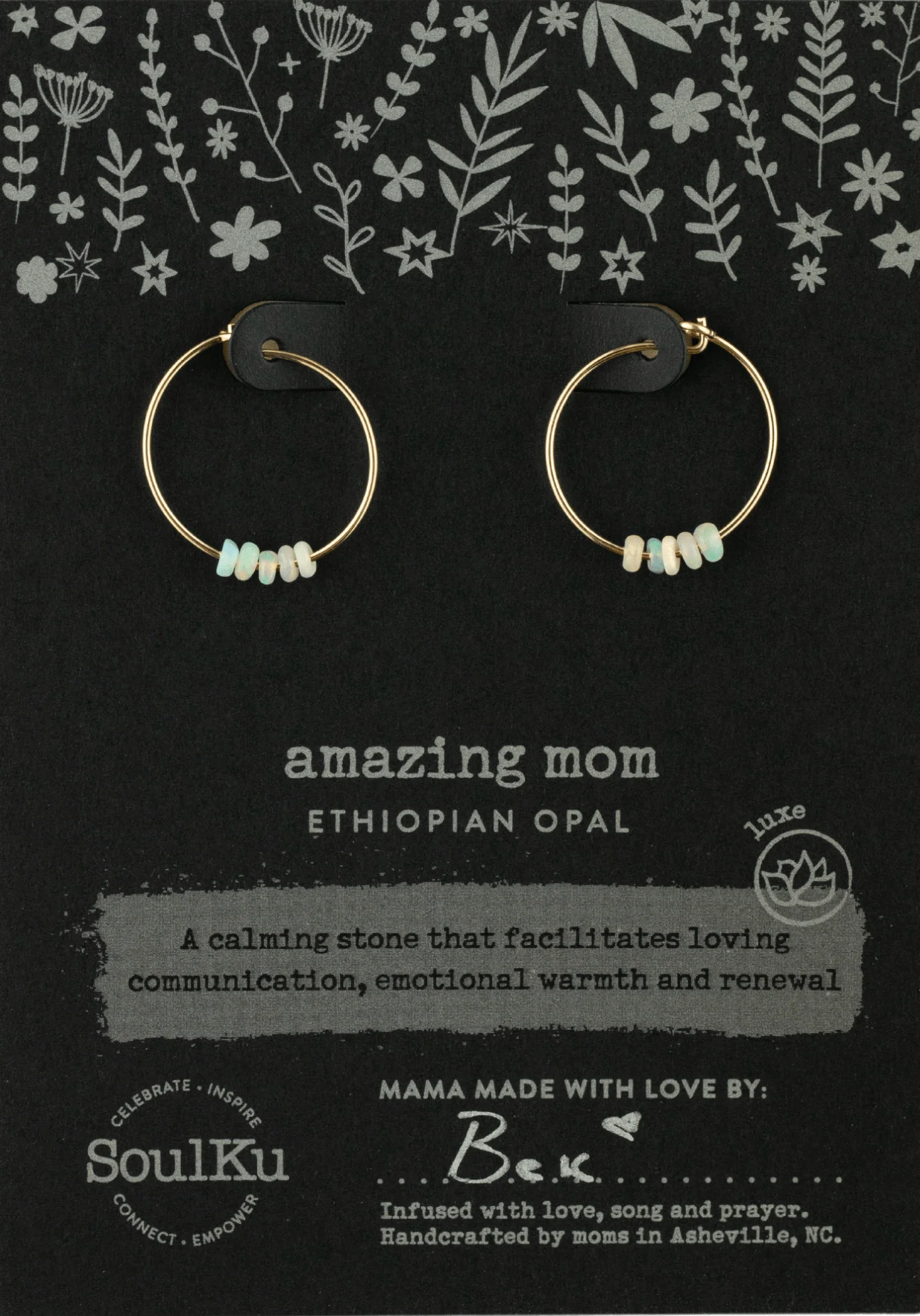 SoulKu- Ethiopian Opal Gold Hoop Earrings for Amazing Mom