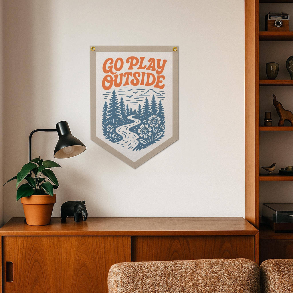 Benoit's Design Co.- Go Play Outside Felt Camp Flag