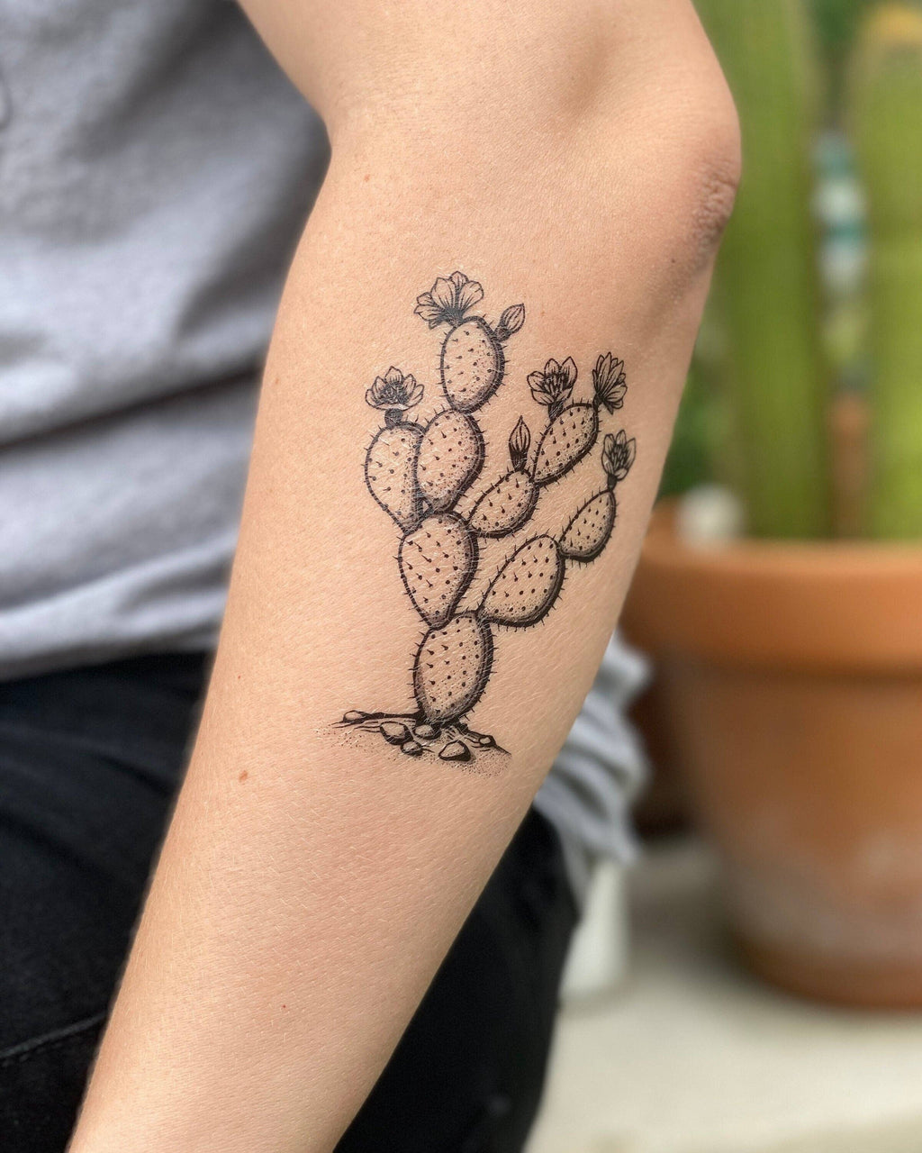 NatureTats - Prickly Pear Cactus Temporary Tattoo