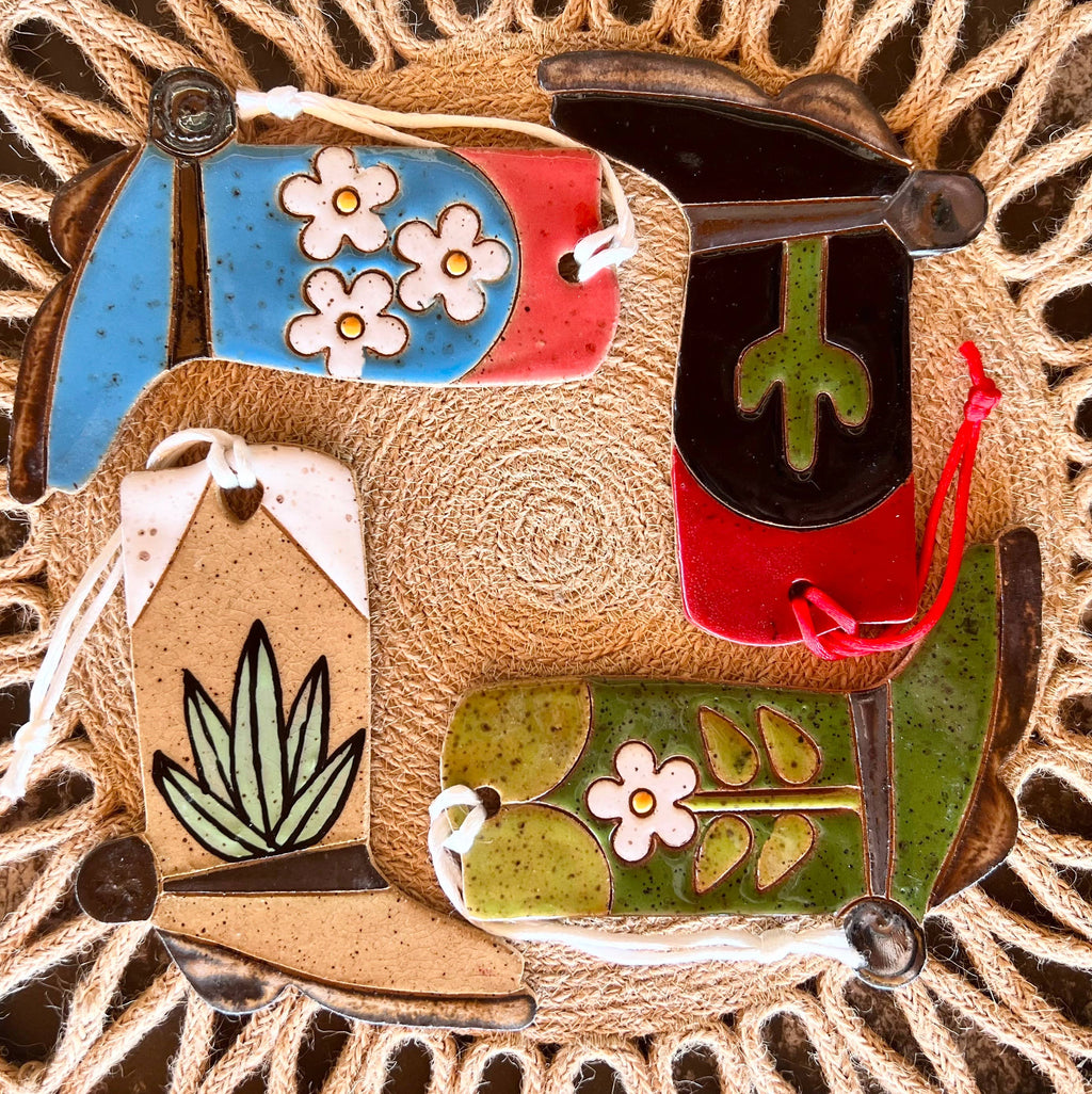 Tough Kitty- Ceramic Western Boot Ornaments