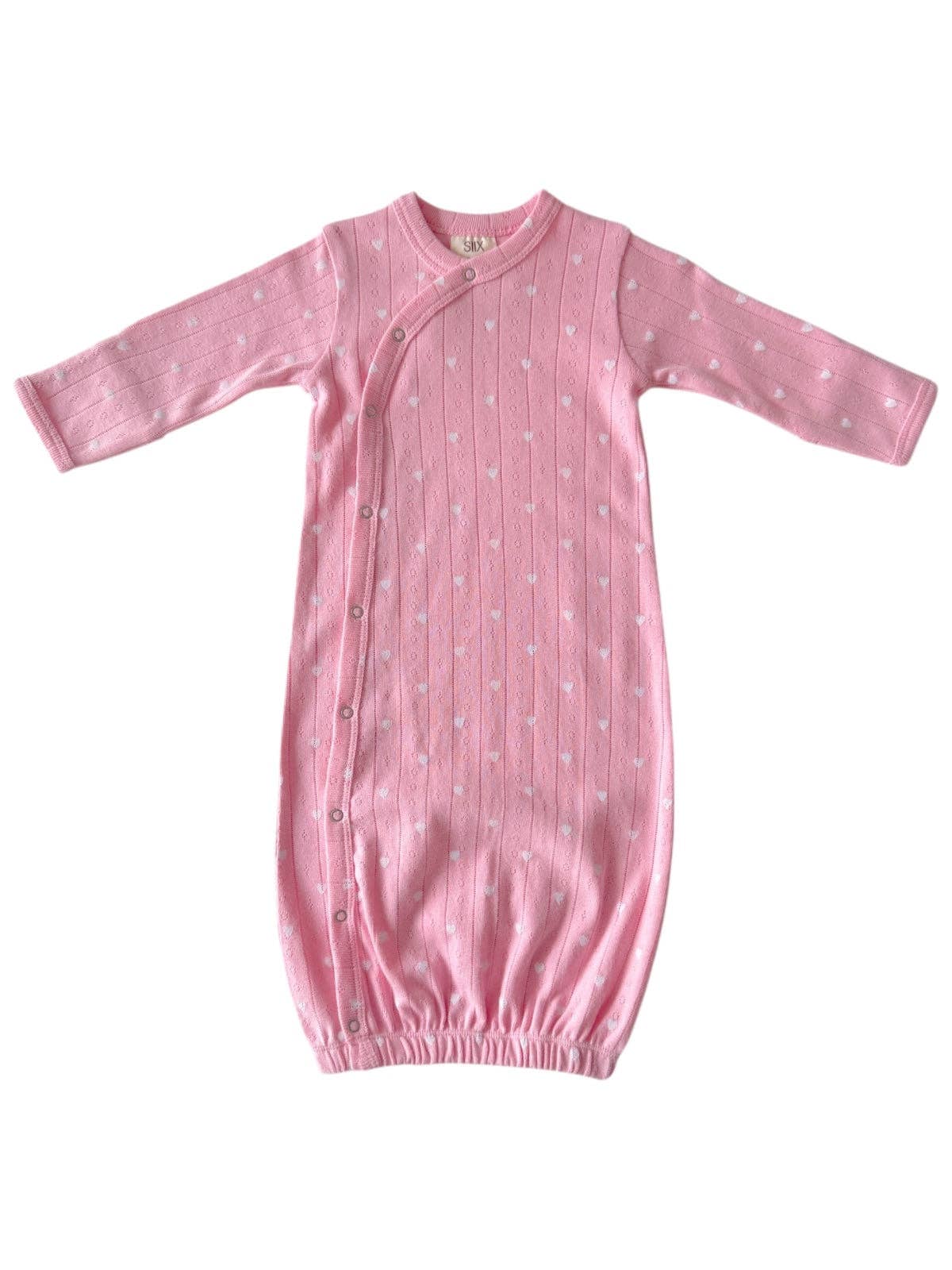 SIIX Collection- Pink with White Heart / Organic Pointelle Gown
