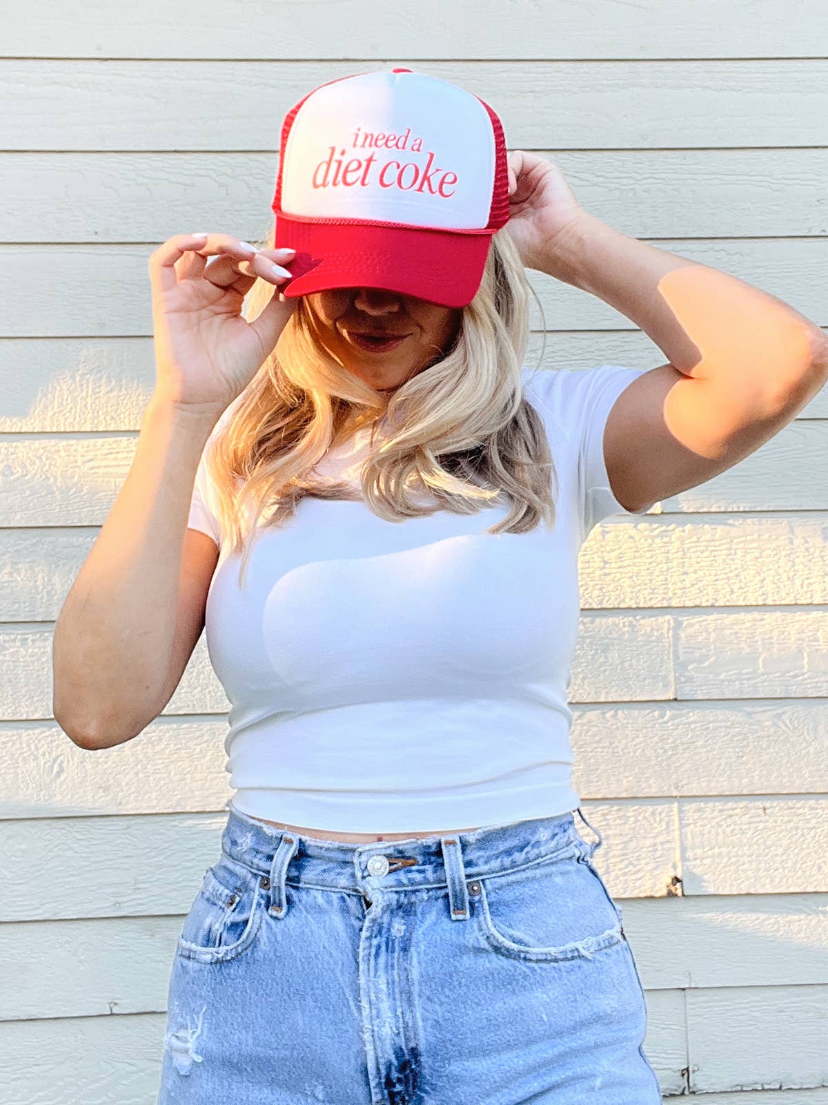 Maddon and Co.- I Need a Diet Coke Trucker Hat - Red & White
