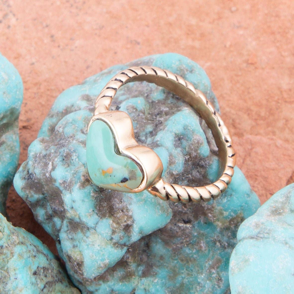 Barse Jewelry- Turquoise Rope My Heart Ring