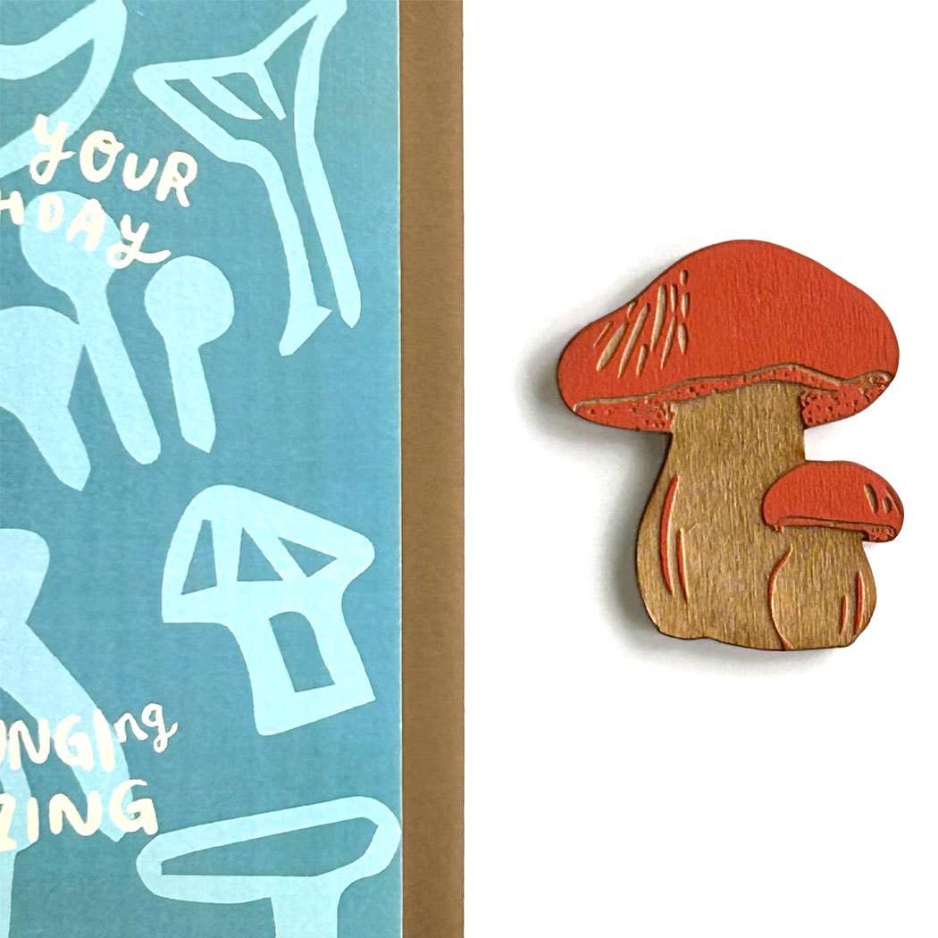 SnowMade- Funging Amazing - Mushroom Magnet w/ Birthday Card