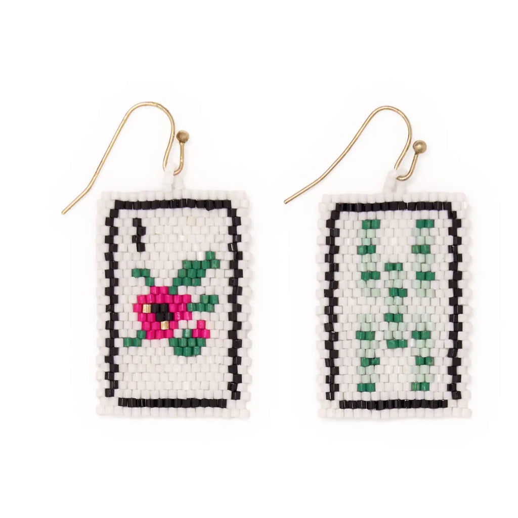 Ink + Alloy- Lily Beaded Mahjong Earrings