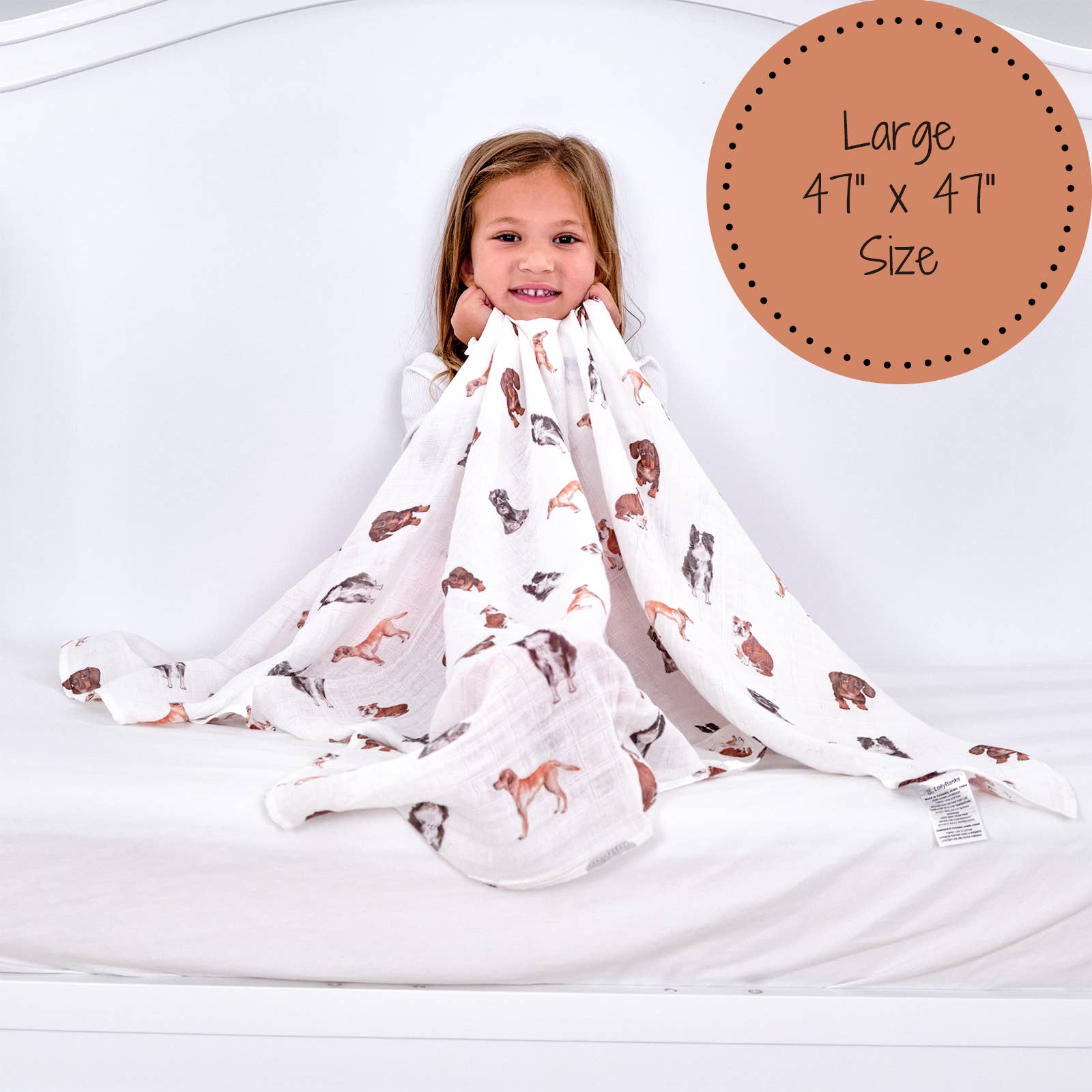 LollyBanks- Adorable Dog Print Baby Muslin Swaddle Blanket