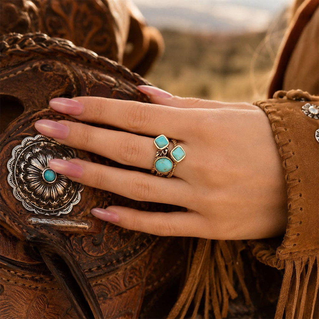 Barse Jewelry- Multi-Shape Turquoise Trio Ring