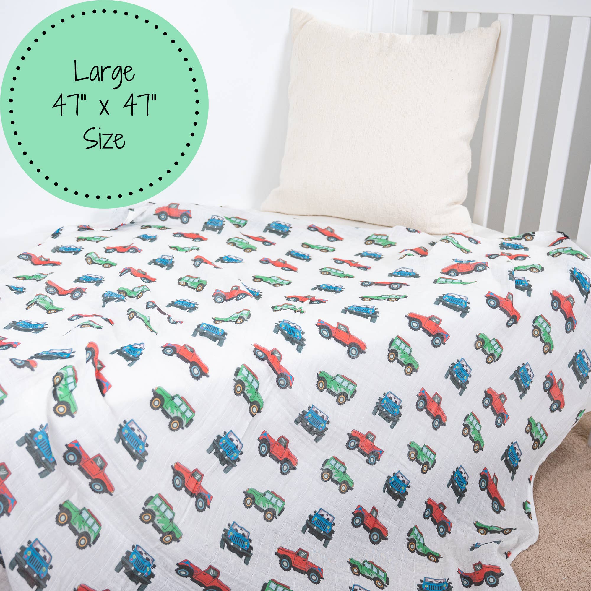 LollyBanks- Vroom Vroom Zoom Baby Muslin Swaddle Blanket