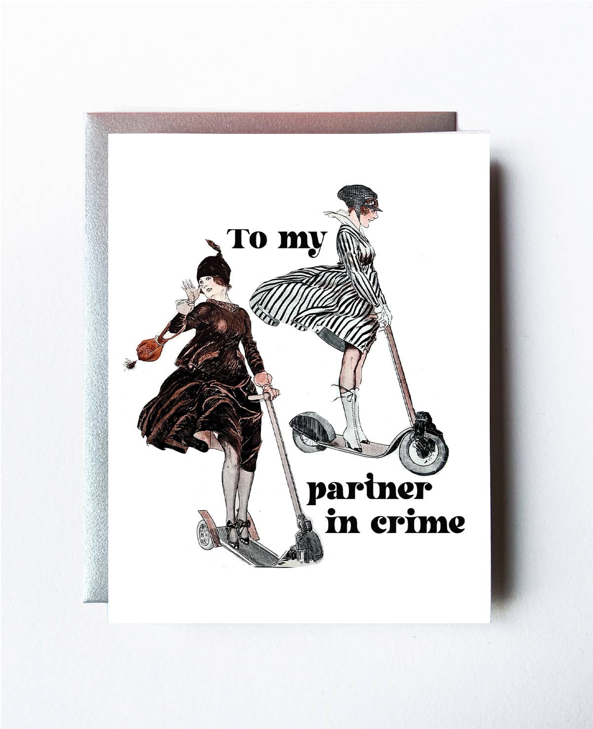 The Twentieth- Partner in Crime Vintage Scooter Friendship Card