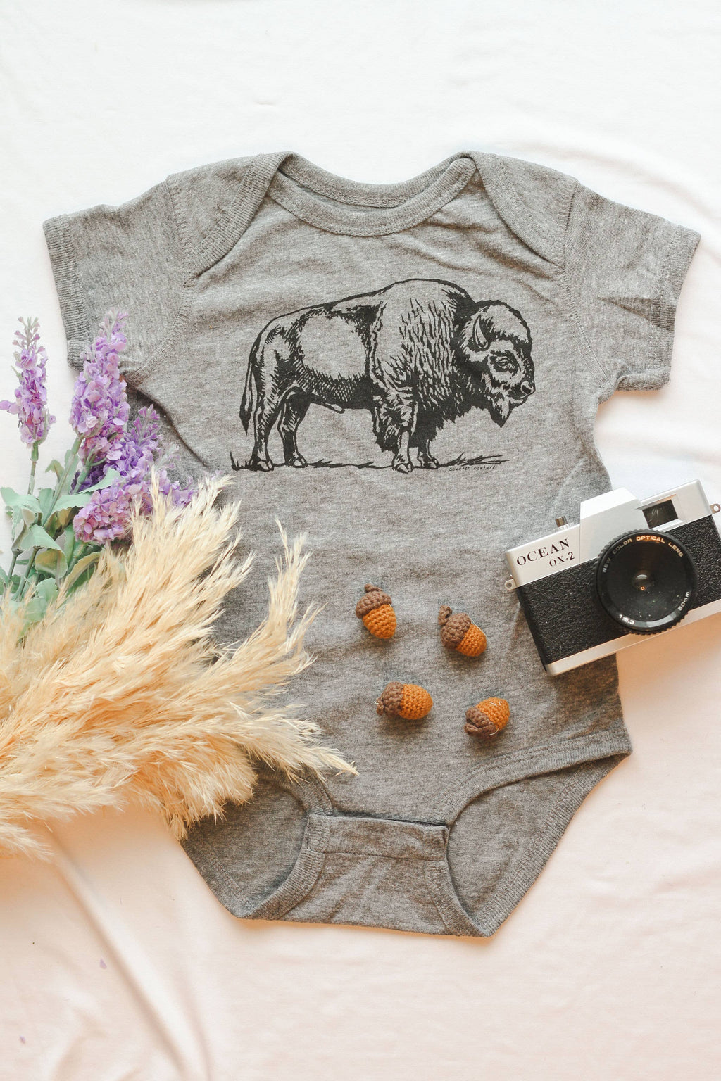 Counter Couture- Bison Baby Bodysuit Heather Grey
