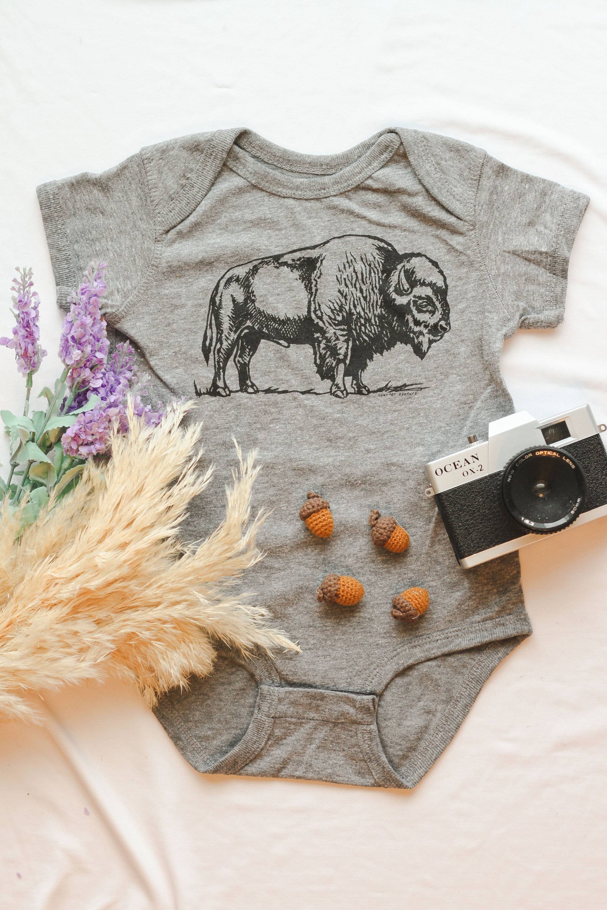 Counter Couture- Bison Baby Bodysuit Heather Grey