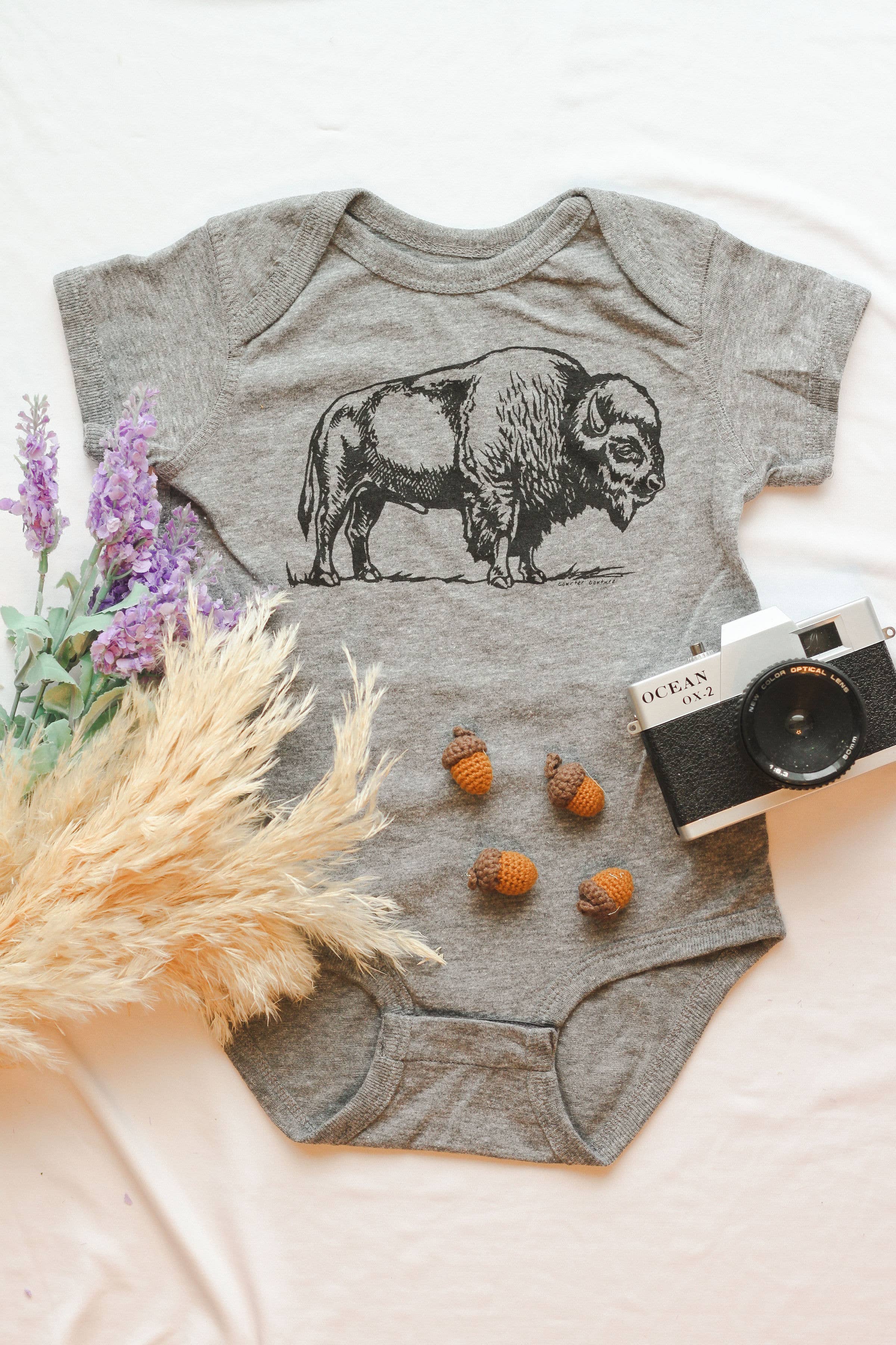 Counter Couture- Bison Baby Bodysuit Heather Grey