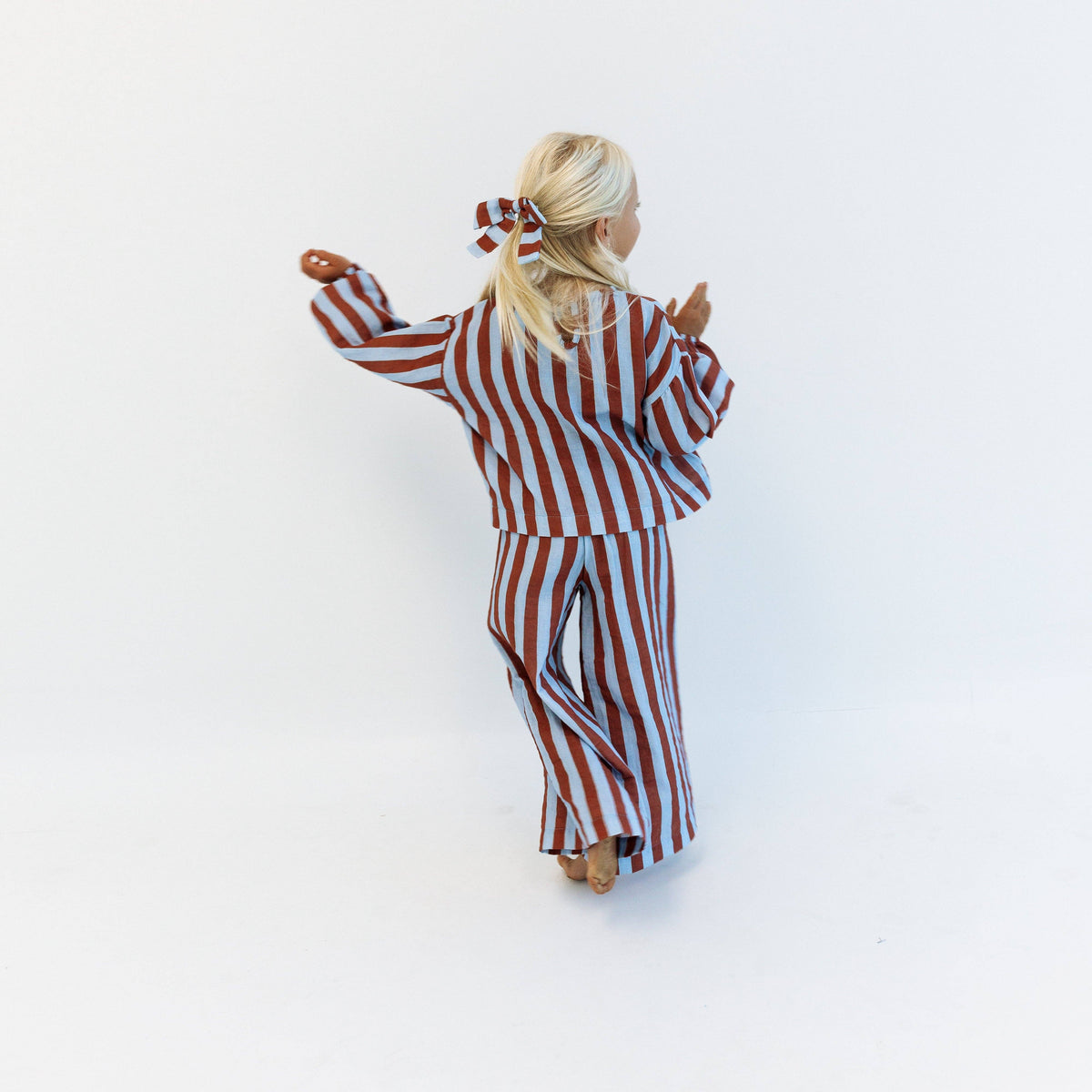 Minimalist Folk Co.- MAYA SET | 2 PIECE OUTFIT | RUSTY + BLUE STRIPES | GIRLS