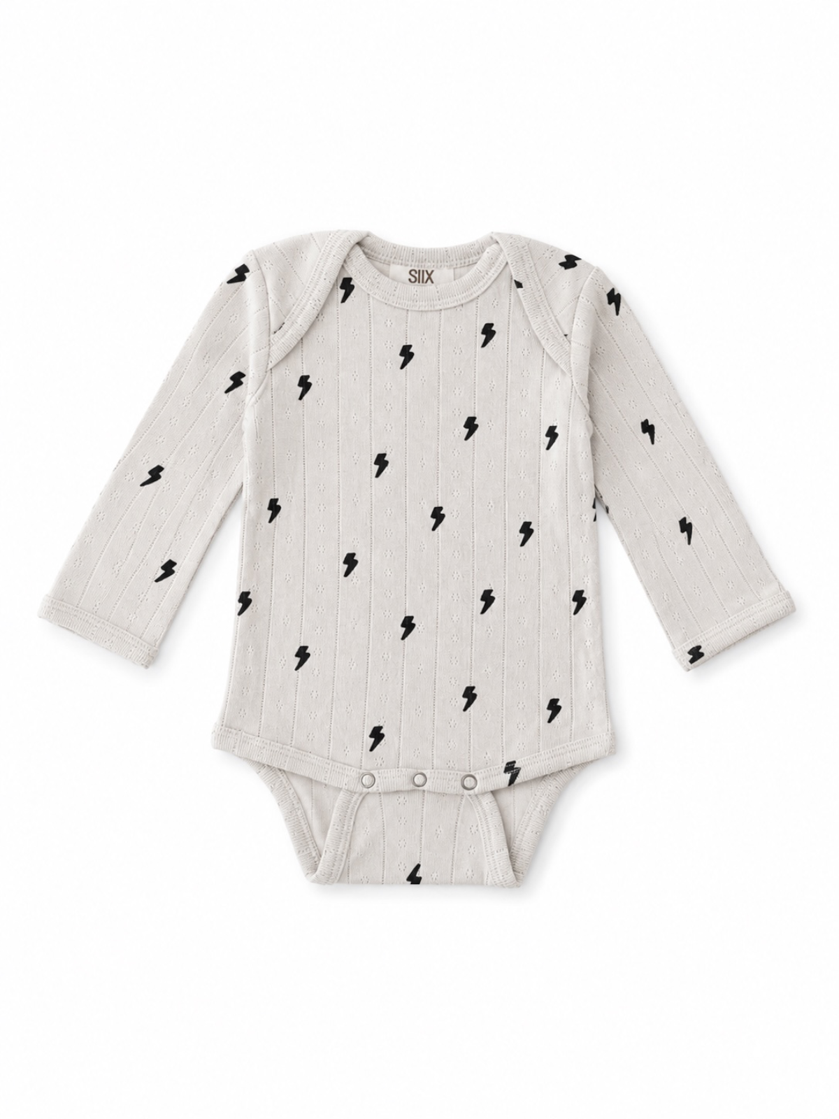 SIIX Collection- Lightning Bolts / Organic Pointelle Long Sleeve Bodysuit