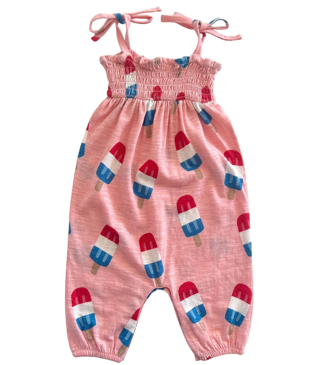 SIIX Collection- Popsicle Pink / Organic Smocked Jumpsuit