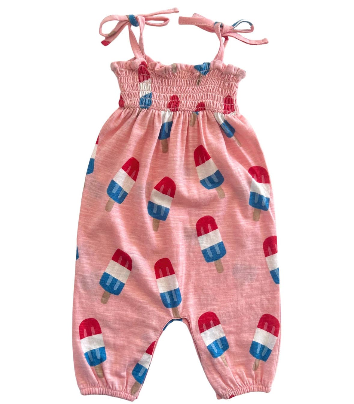 SIIX Collection- Popsicle Pink / Organic Smocked Jumpsuit