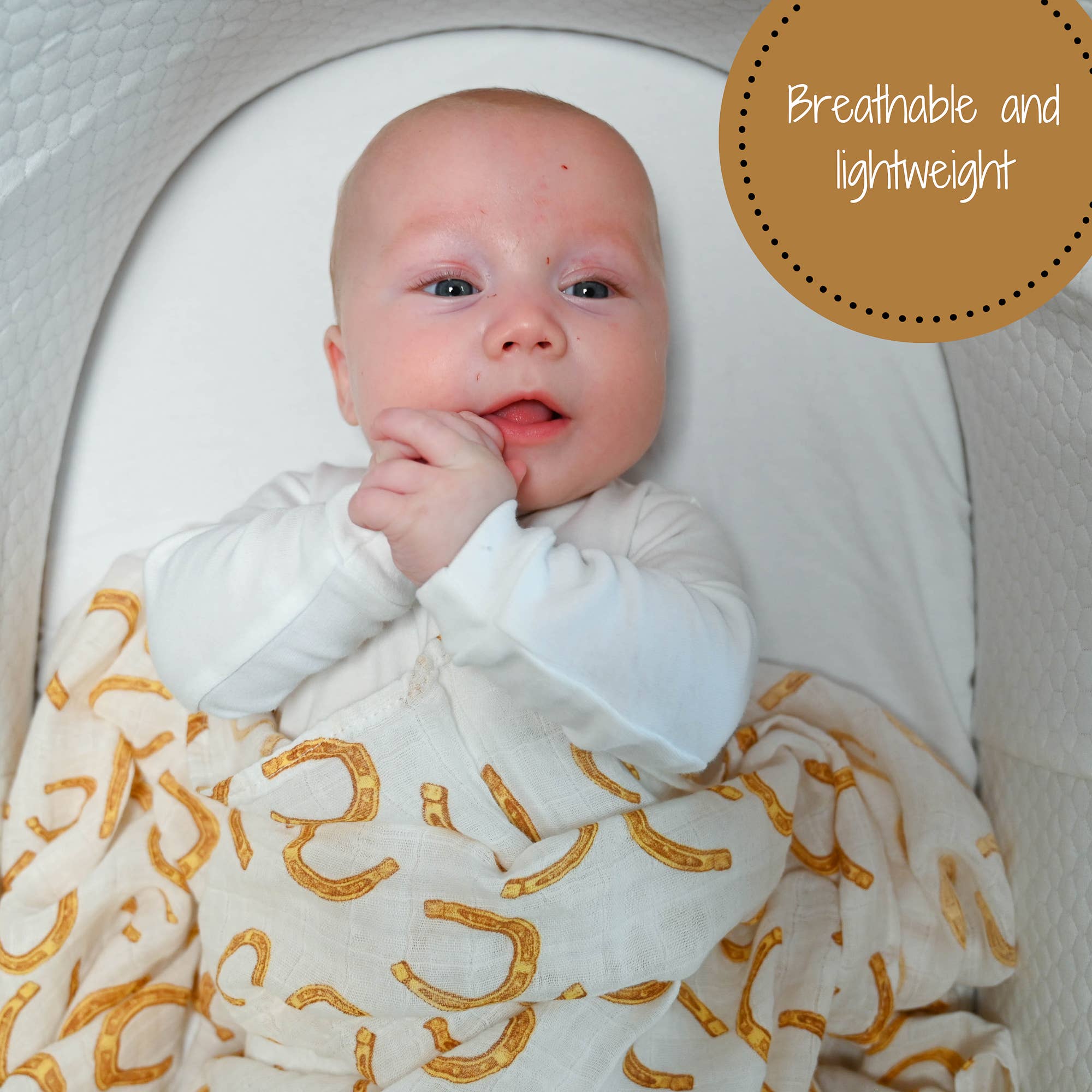 LollyBanks- Lucky Horseshoe Baby Muslin Swaddle Blanket