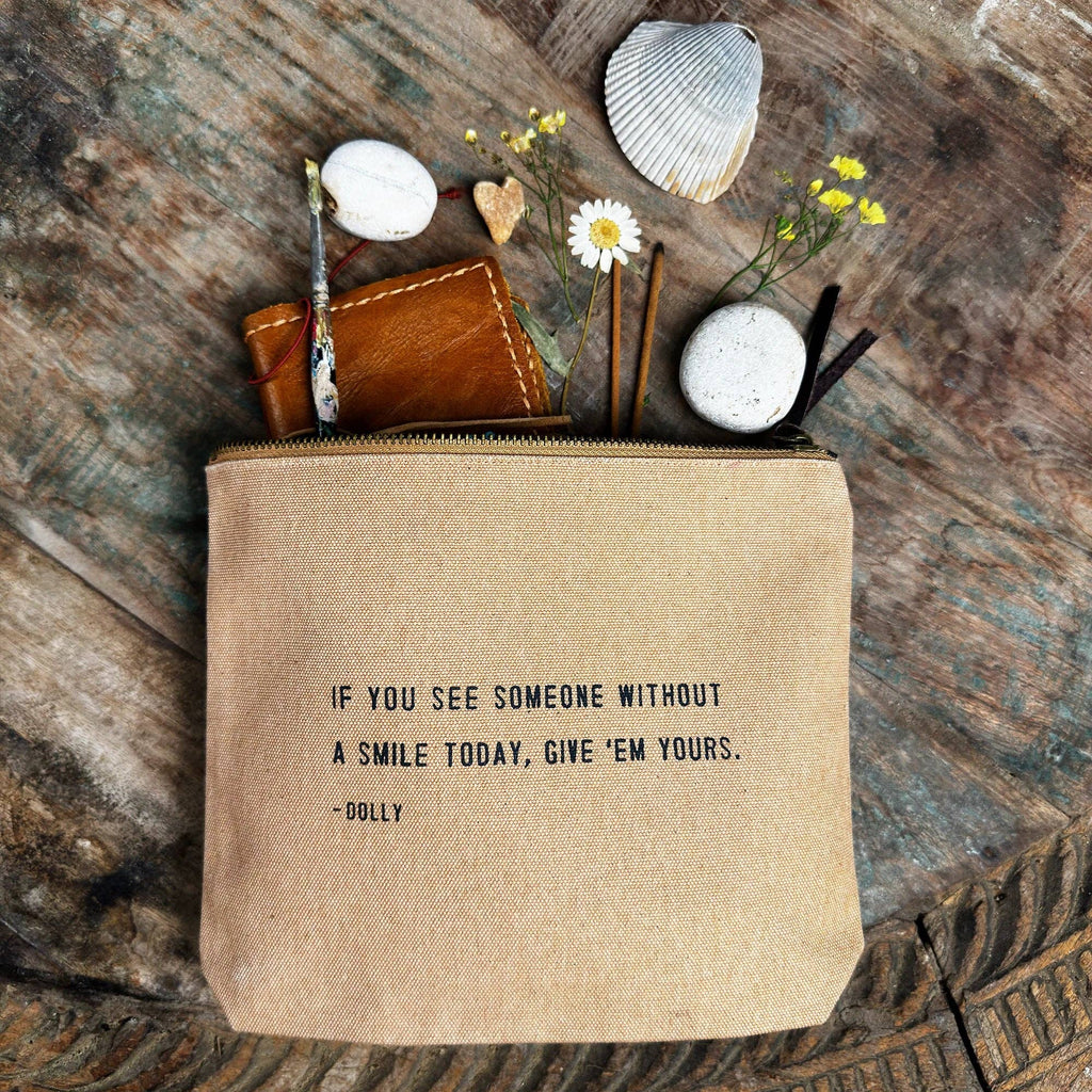 Sugarboo & Co- If You See Someone Without A Smile  Canvas Zip Bag- Blush
