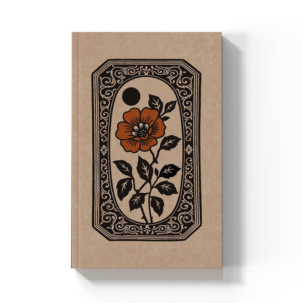 Denik-Floral Frame Kraft Classic Layflat Notebook