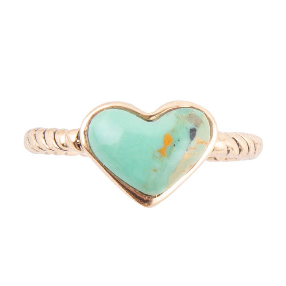 Barse Jewelry- Turquoise Rope My Heart Ring