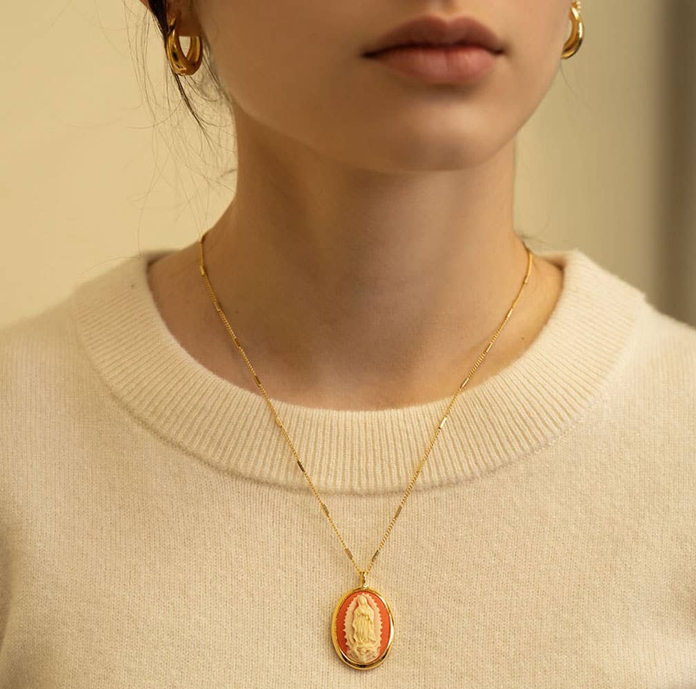 Amano Studio- Virgin of Guadalupe Vintage Cameo Necklace