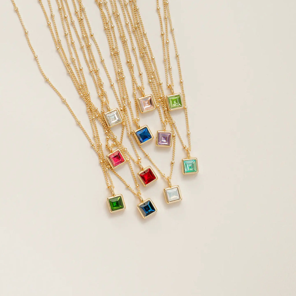 Lucky Feather- Birthstone Bottle Necklace