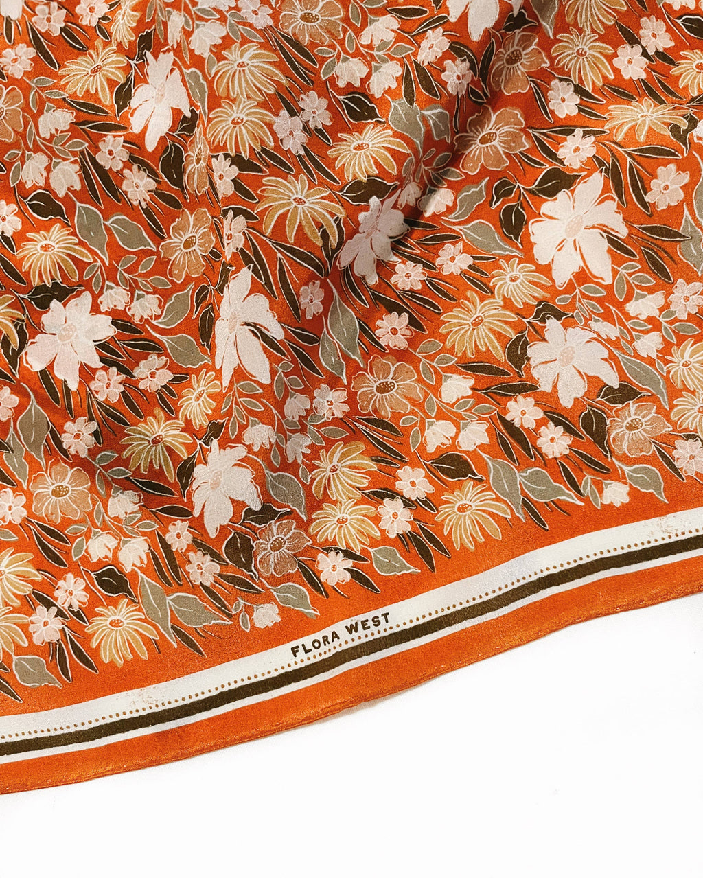 Flora West Design- 100% Silk Bandana Scarf - Botanical Garden Floral Western
