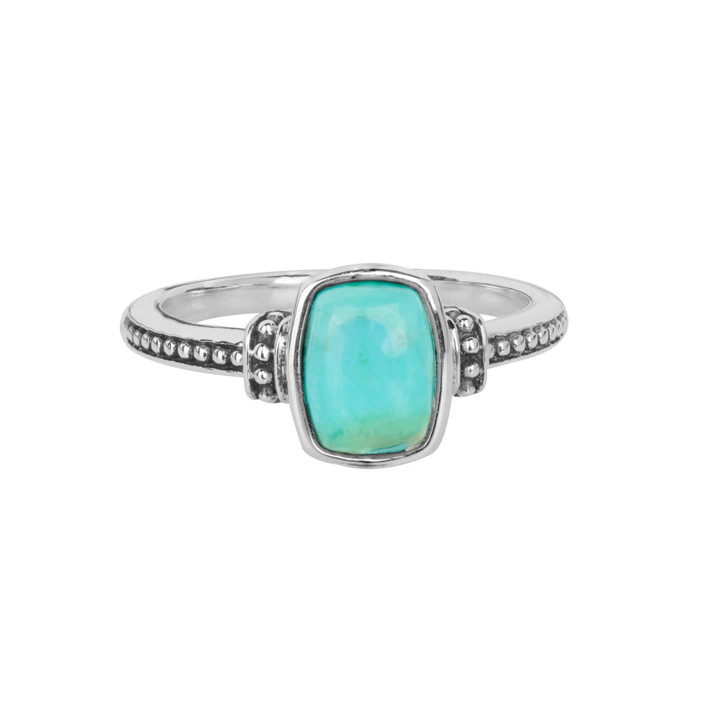 Tiramisu- Sterling Silver Mohave Turquoise Solitaire Ring