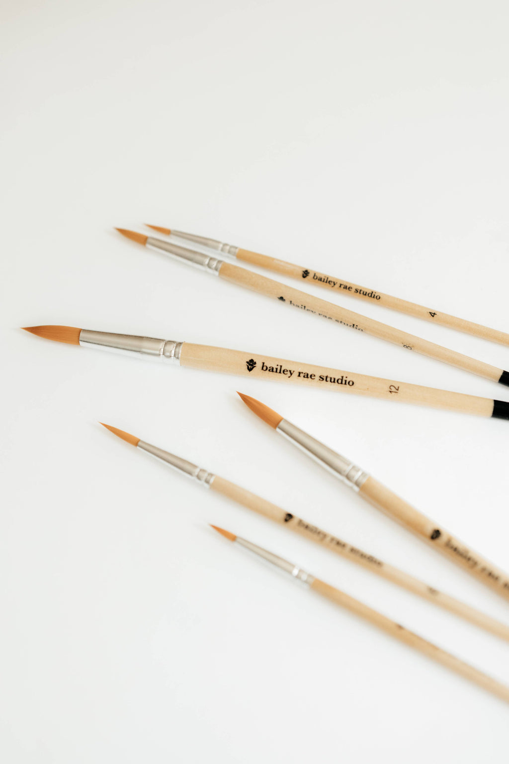 Bailey Rae Studio- Round Tip Watercolor Brush Set -- 6 piece