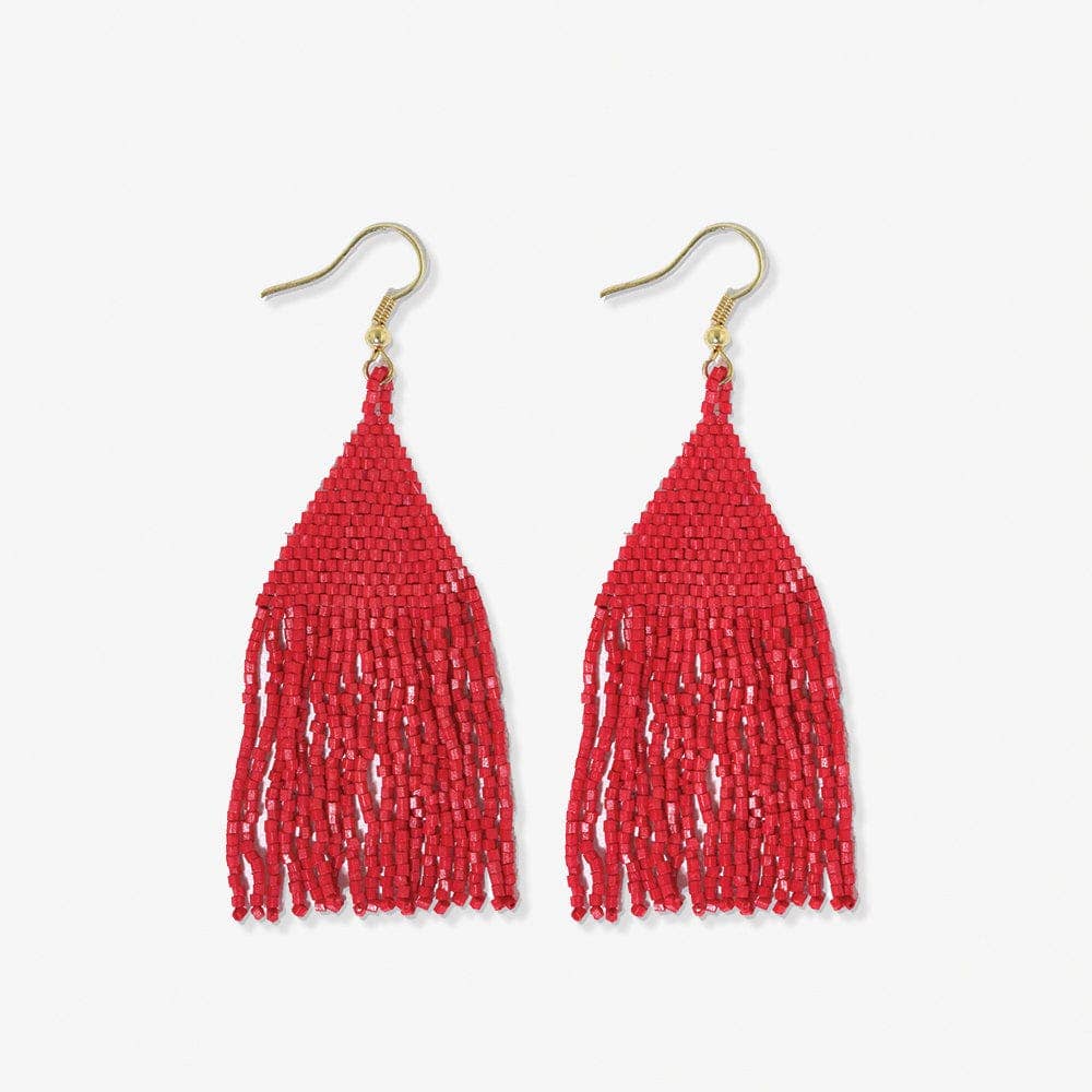 INK + ALLOY- Lexie Solid Beaded Fringe Earrings Scarlet Red