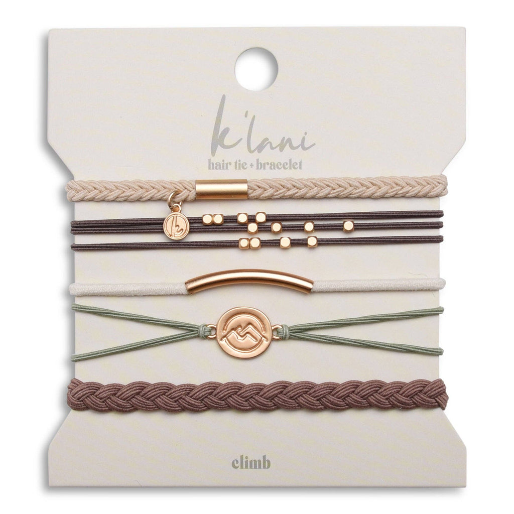 K'Lani- "Climb" Gold Mountain Peak Charm Hair Tie Bracelets