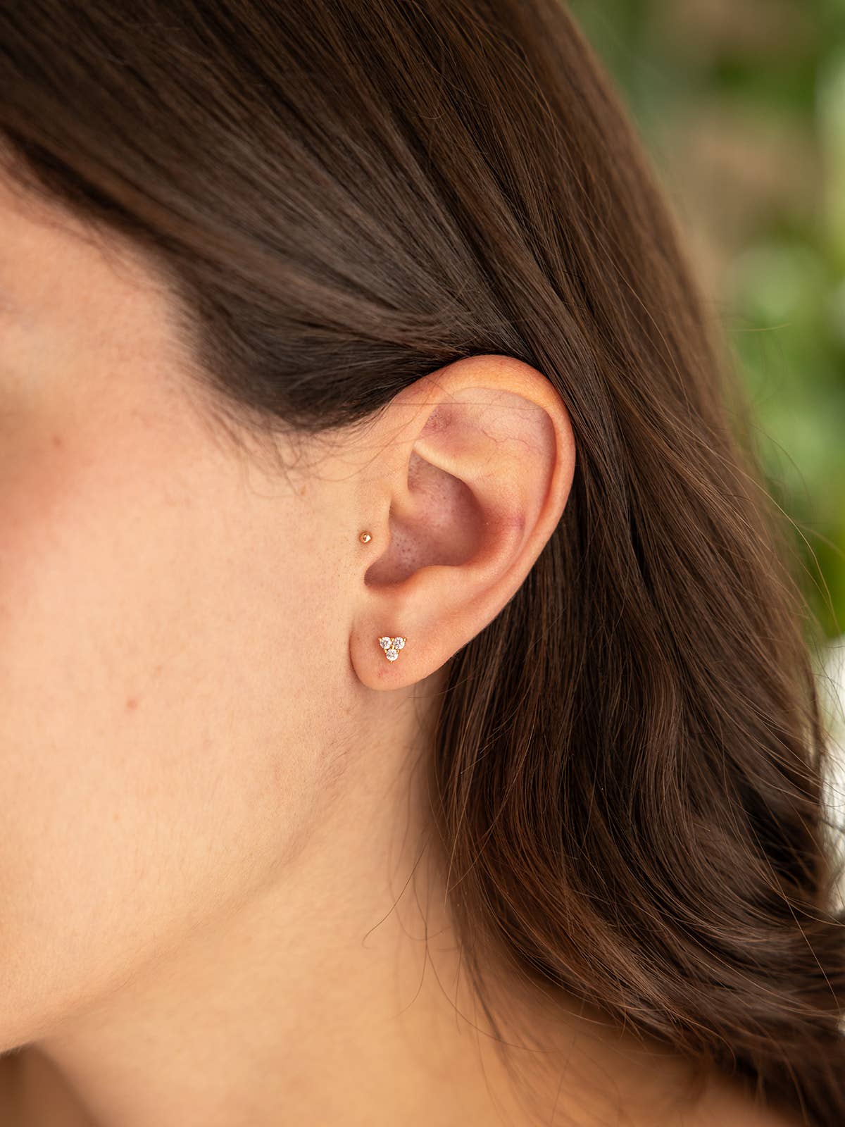 Land of Salt- Trio Pink CZ Stud Earrings in Gold
